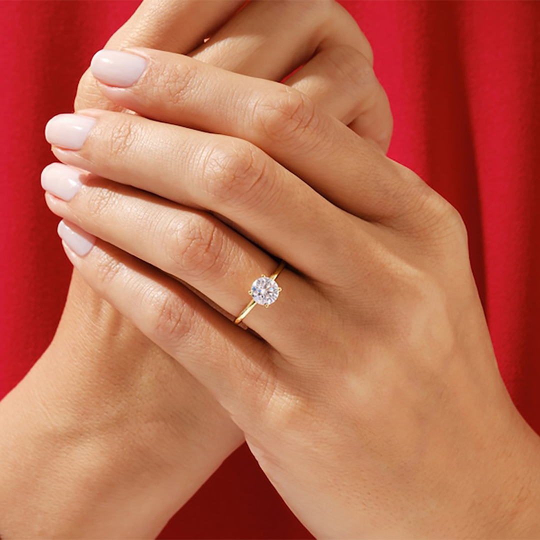 2CT Round Cut Moissanite Engagement Ring In Sterling Silver