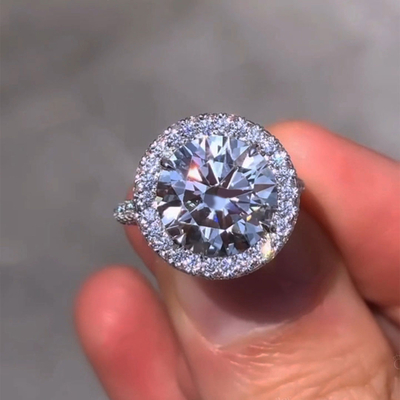 2CT Round Cut Moissanite Engagement Ring In Sterling Silver