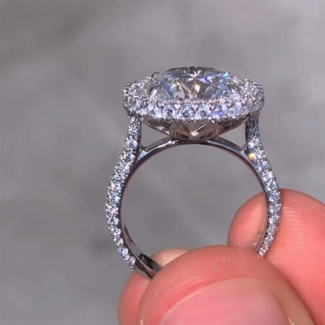 2CT Round Cut Moissanite Engagement Ring In Sterling Silver