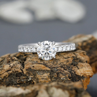 2CT Round Cut Moissanite Engagement Ring In Sterling Silver