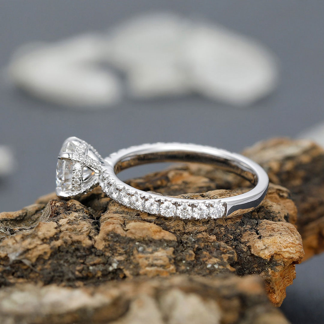 2CT Round Cut Moissanite Engagement Ring In Sterling Silver