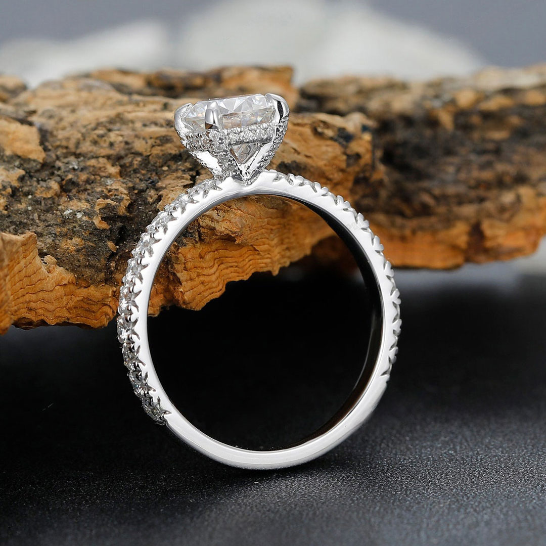 2CT Round Cut Moissanite Engagement Ring In Sterling Silver