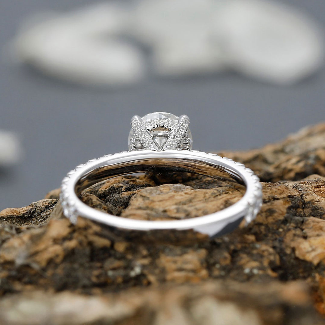 2CT Round Cut Moissanite Engagement Ring In Sterling Silver