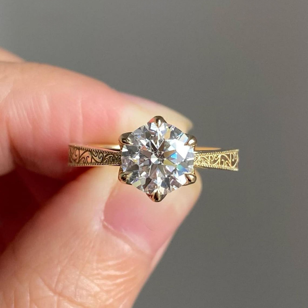2CT Round Cut Moissanite Engagement Ring In Sterling Silver