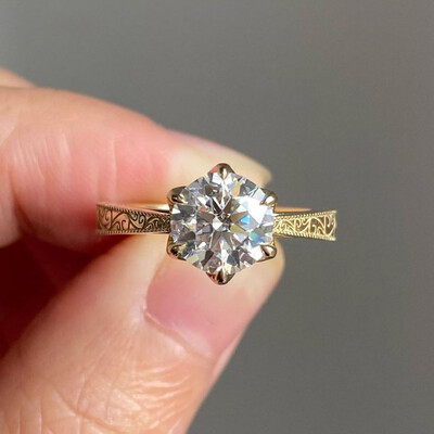 2CT Round Cut Moissanite Engagement Ring In Sterling Silver