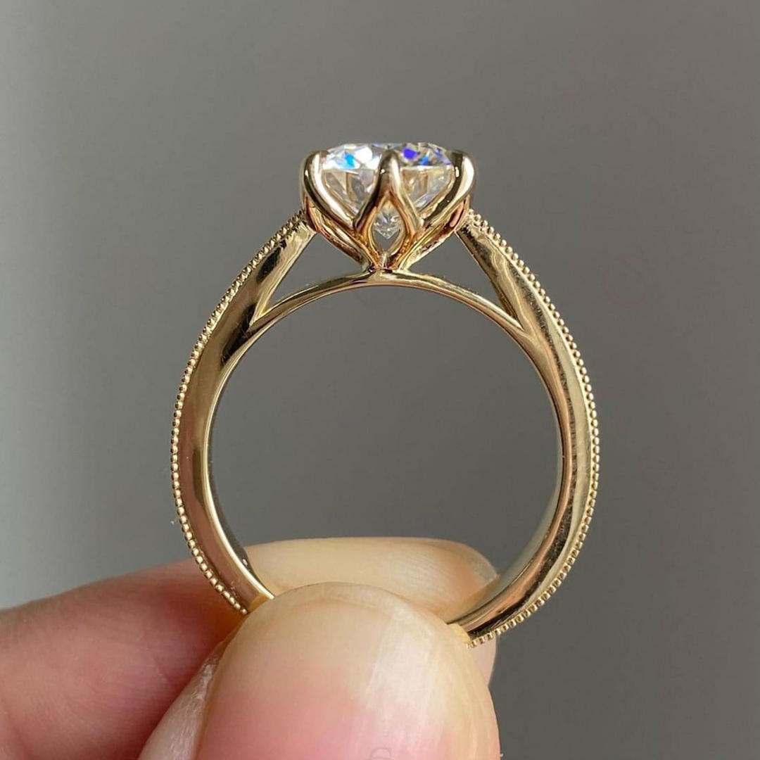 2CT Round Cut Moissanite Engagement Ring In Sterling Silver