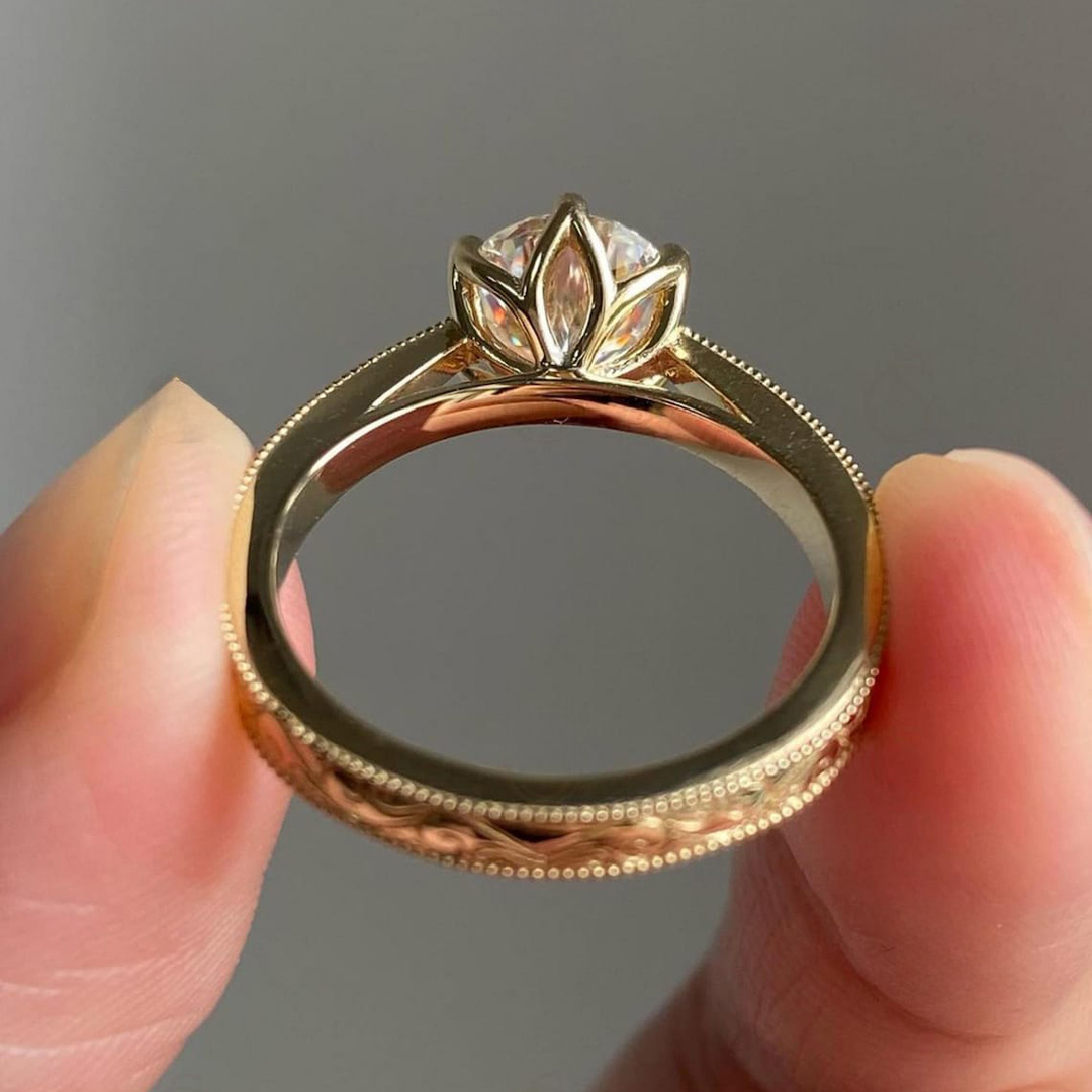 2CT Round Cut Moissanite Engagement Ring In Sterling Silver