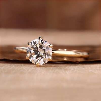 2CT Round Cut Moissanite Engagement Ring In Sterling Silver