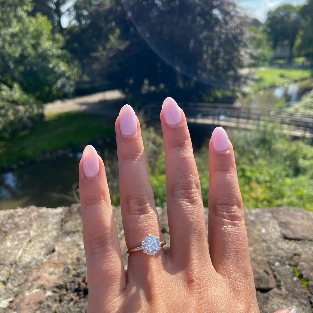 2CT Round Cut Moissanite Engagement Ring In Sterling Silver
