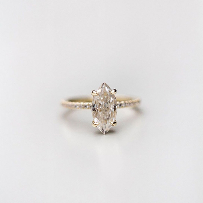 2CT Marquise & Round Cut Moissanite Engagement Ring In Sterling Silver