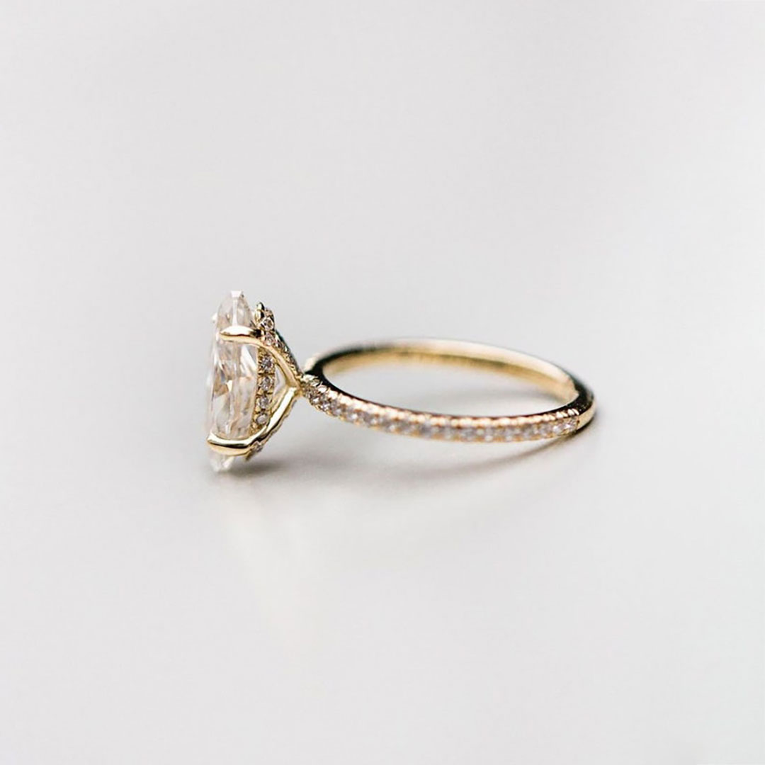 2CT Marquise & Round Cut Moissanite Engagement Ring In Sterling Silver