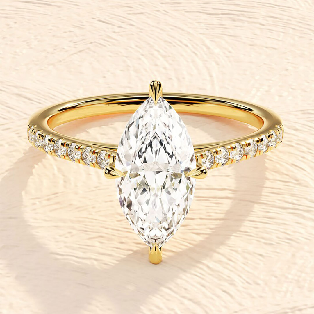 2CT Marquise & Round Cut Moissanite Engagement Ring In Sterling Silver