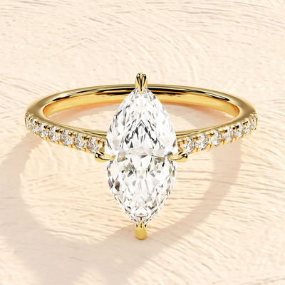 2CT Marquise & Round Cut Moissanite Engagement Ring In Sterling Silver