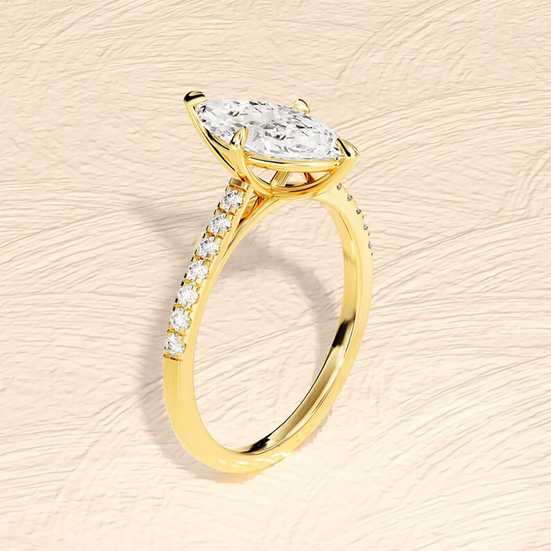 2CT Marquise & Round Cut Moissanite Engagement Ring In Sterling Silver