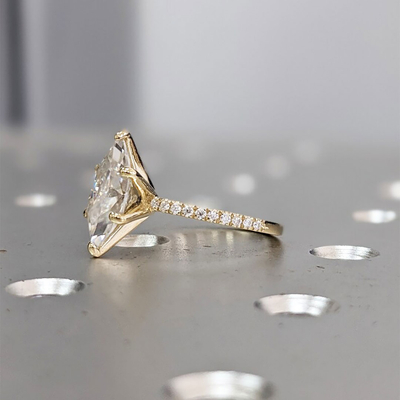 2CT Marquise & Round Cut Moissanite Engagement Ring In Sterling Silver