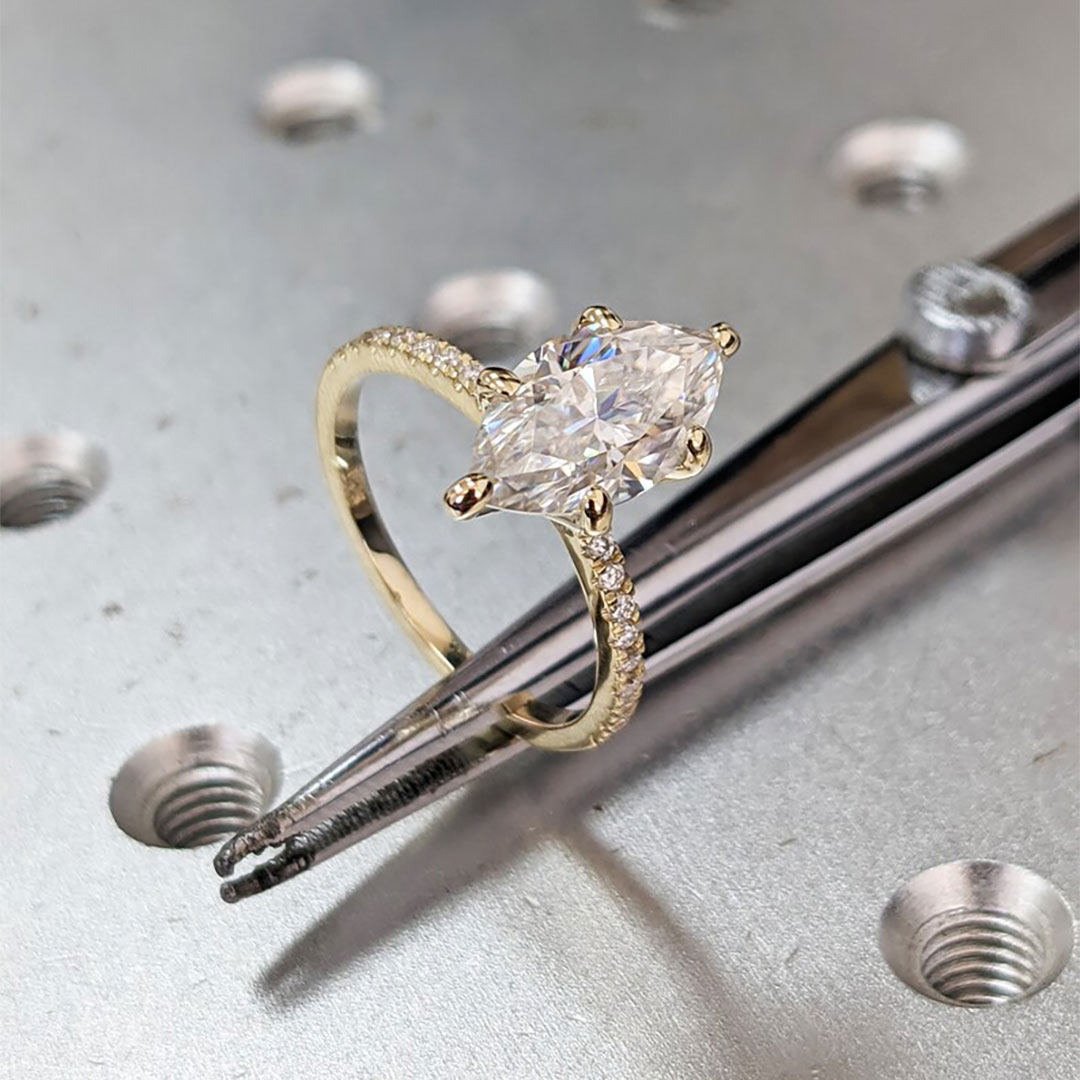 2CT Marquise & Round Cut Moissanite Engagement Ring In Sterling Silver