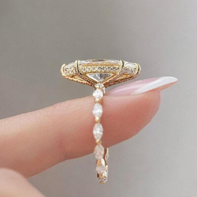 2CT Marquise & Round Cut Moissanite Engagement Ring In Sterling Silver