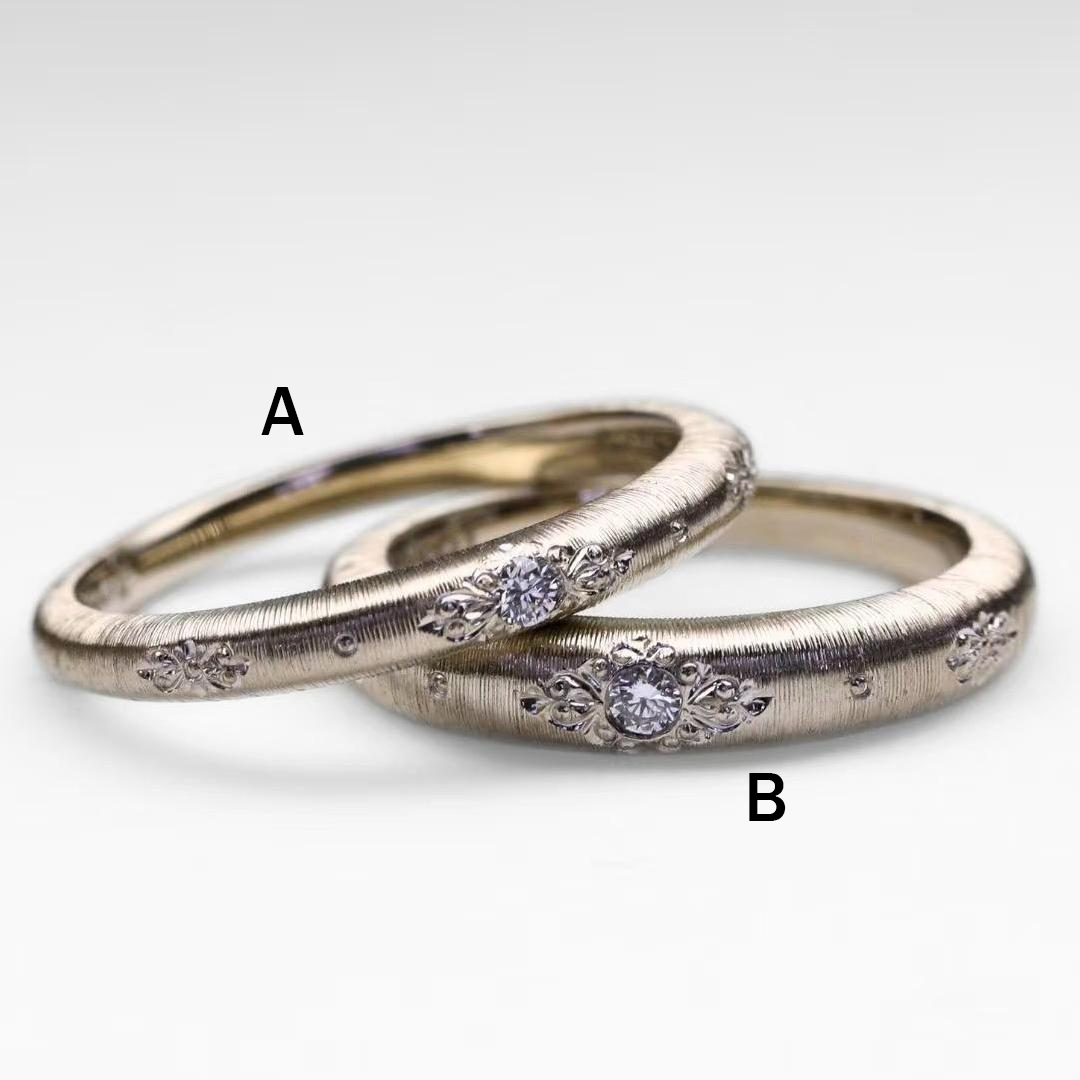 Vintage Moissanite Unique Engraved Wedding Band Sets In Sterling Silver