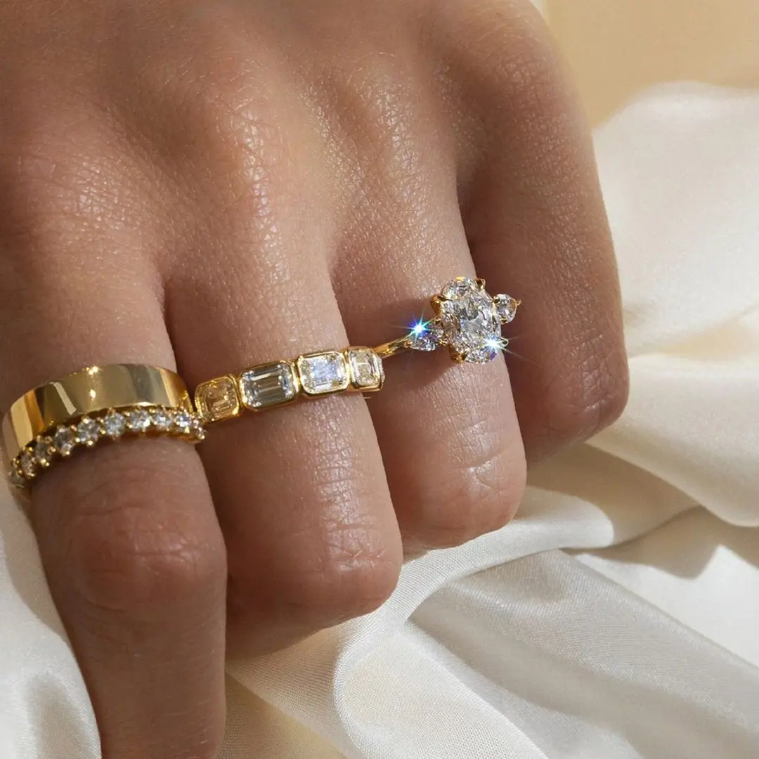 3.5CT Emerald Cut Moissanite Wedding Band In Sterling Silver