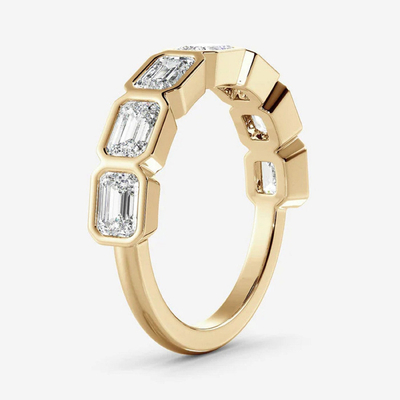 3.5CT Emerald Cut Moissanite Wedding Band Sets In Sterling Silver