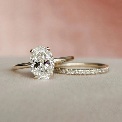 2CT Oval & Round Cut Moissanite Engagement Ring Set In Sterling Silver