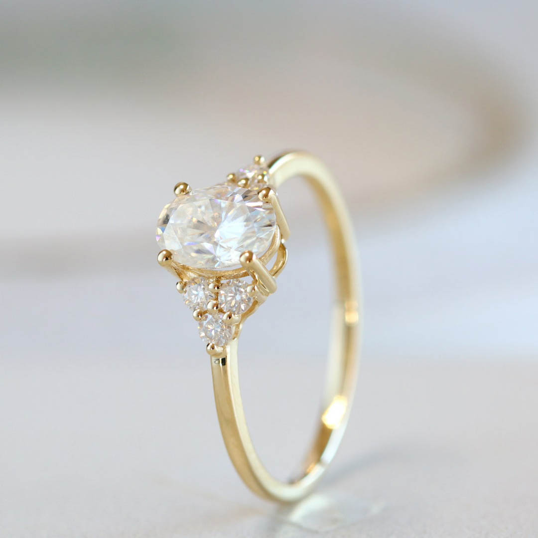 2CT Oval & Round Cut Moissanite Engagement Ring Set In Sterling Silver