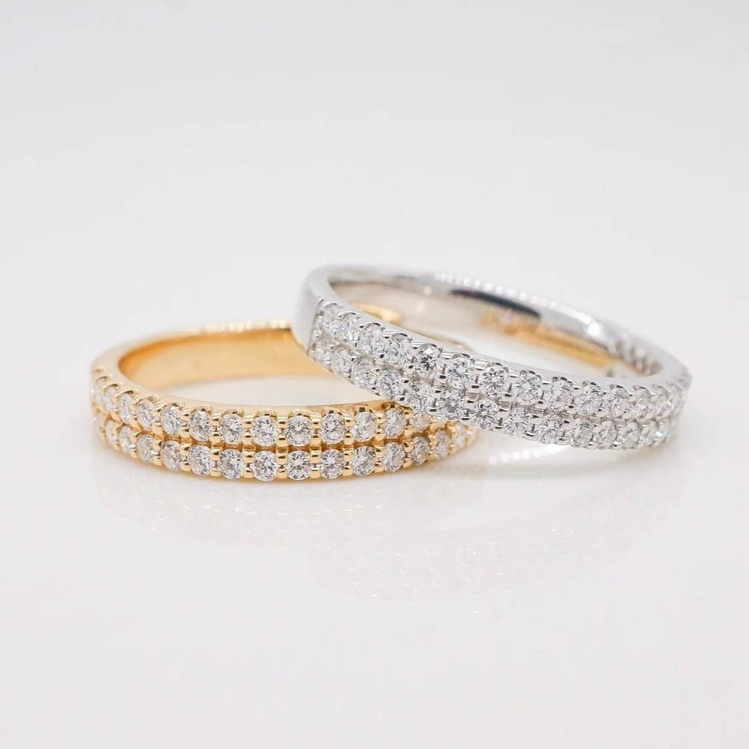 2.44CT Round Cut Moissanite Wedding Band Set In Sterling Silver