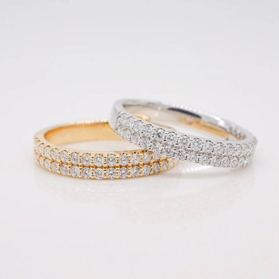 2.44CT Round Cut Moissanite Wedding Band Set In Sterling Silver