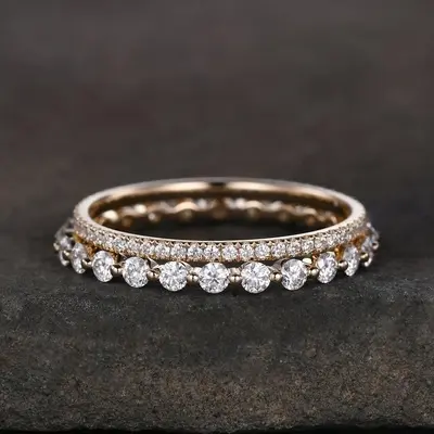 Sterling Silver Moissanite Wedding Ring Sets