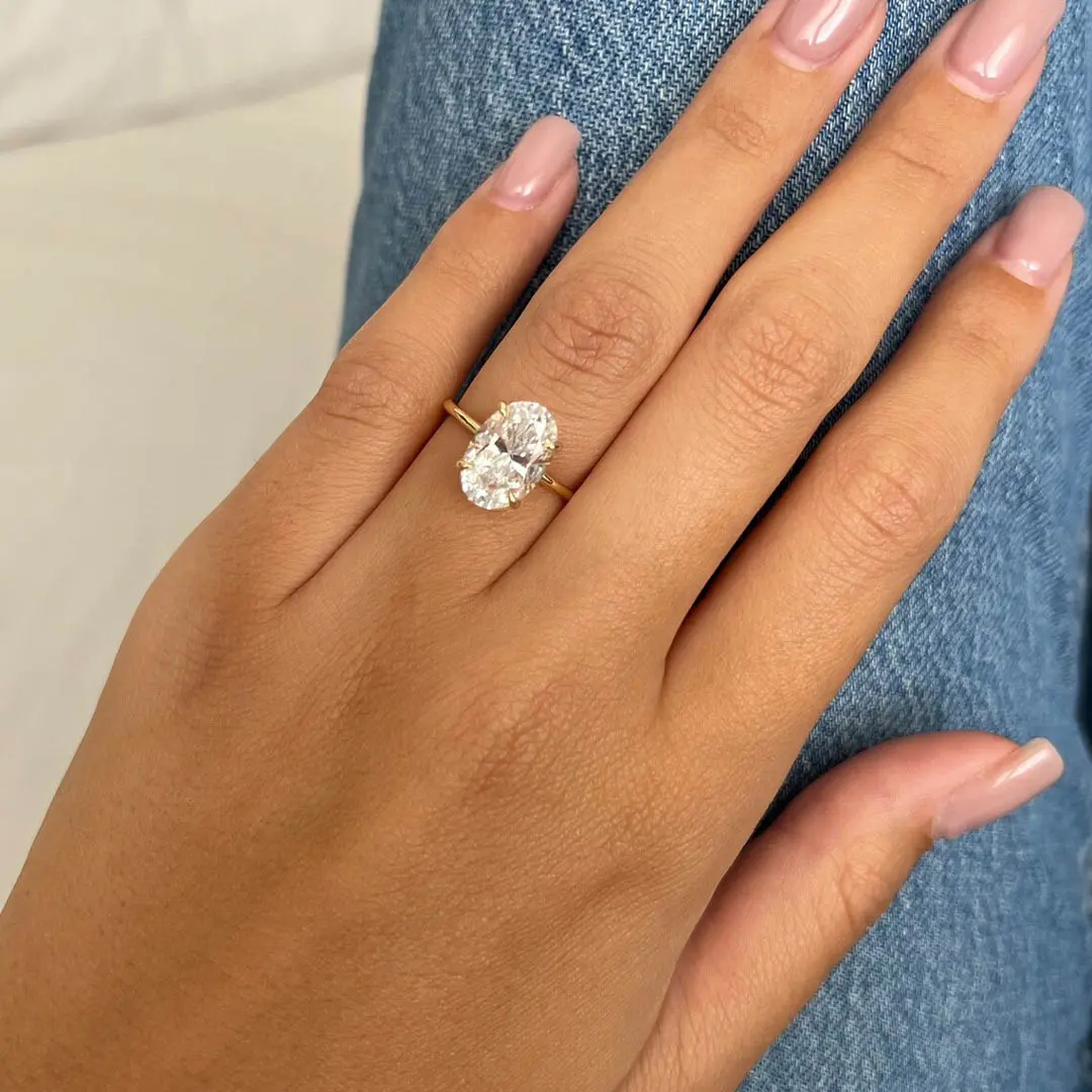 3CT Oval & Round Cut Moissanite Engagement Ring Set In Sterling Silver