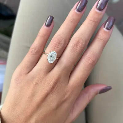3ct Oval & Round Cut Moissanite Engagement Ring Set in Sterling Silver