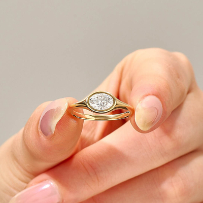 2CT Oval Cut Moissanite Engagement Ring In Sterling Silver