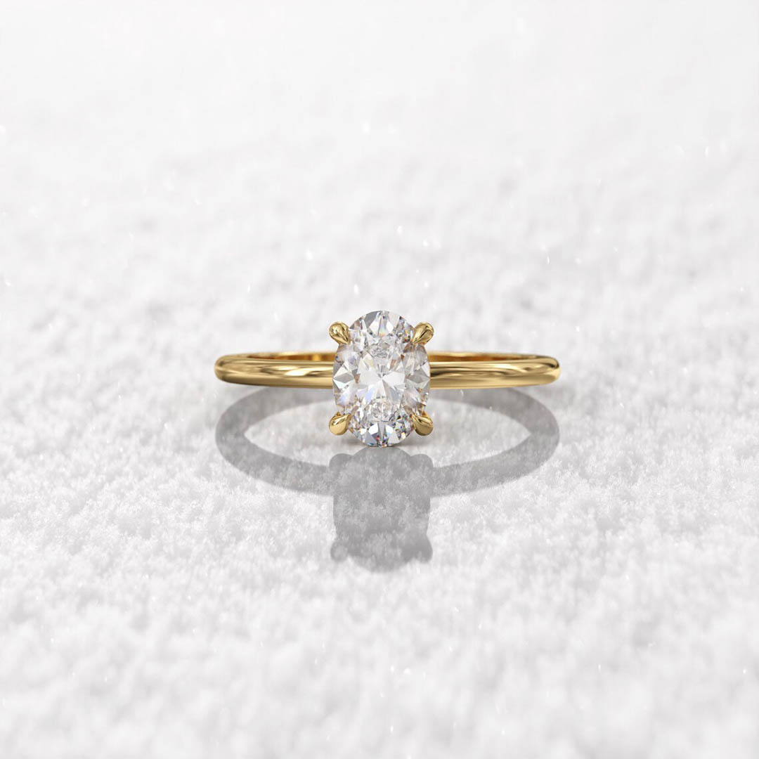 2CT Oval Cut Moissanite Engagement Ring In Sterling Silver
