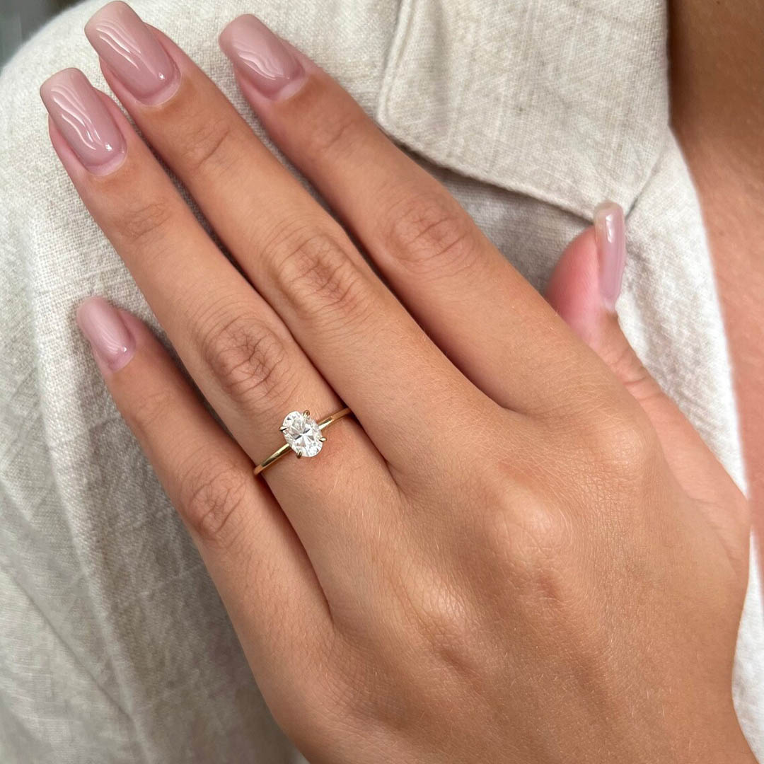 2CT Oval Cut Moissanite Engagement Ring In Sterling Silver