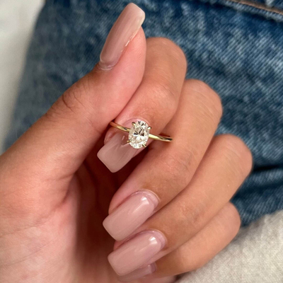 2CT Oval Cut Moissanite Engagement Ring In Sterling Silver