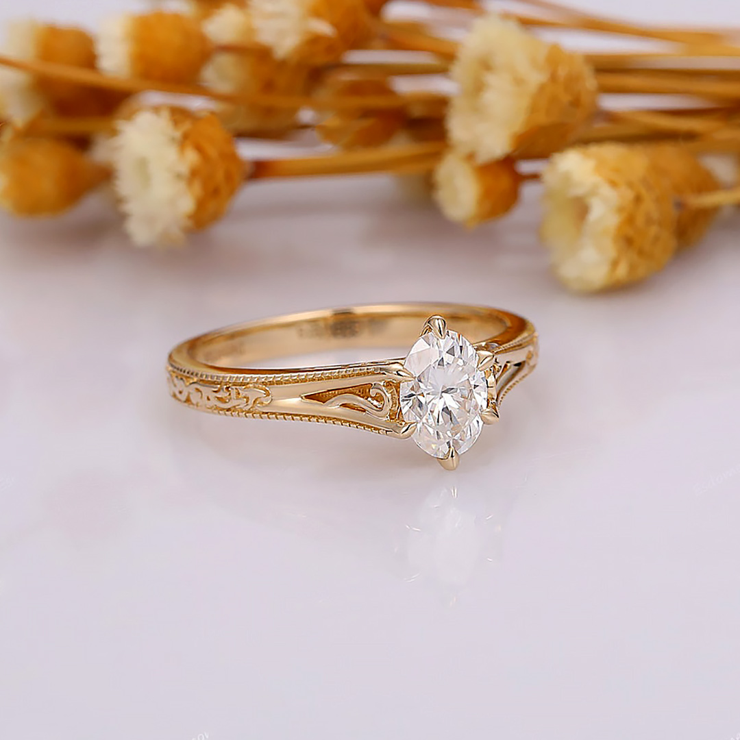 2CT Oval Cut Moissanite Engagement Ring In Sterling Silver