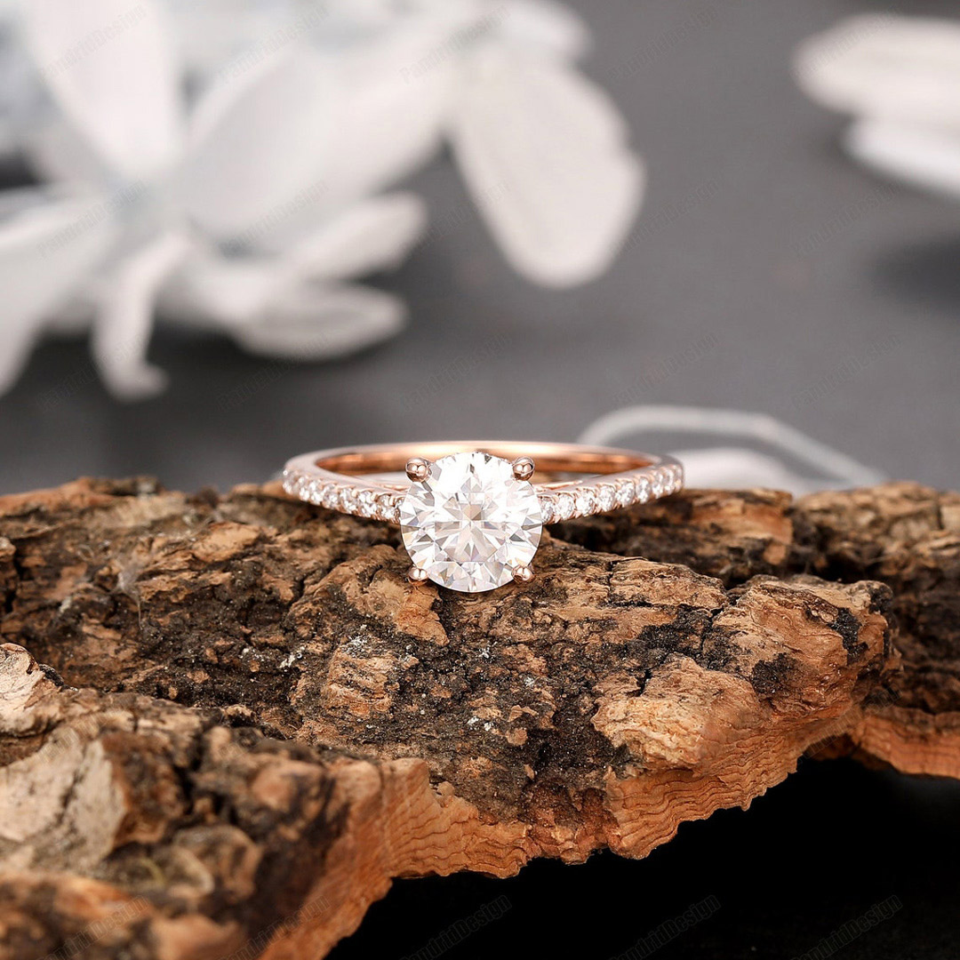 2CT Round Cut Moissanite Engagement Ring In Sterling Silver