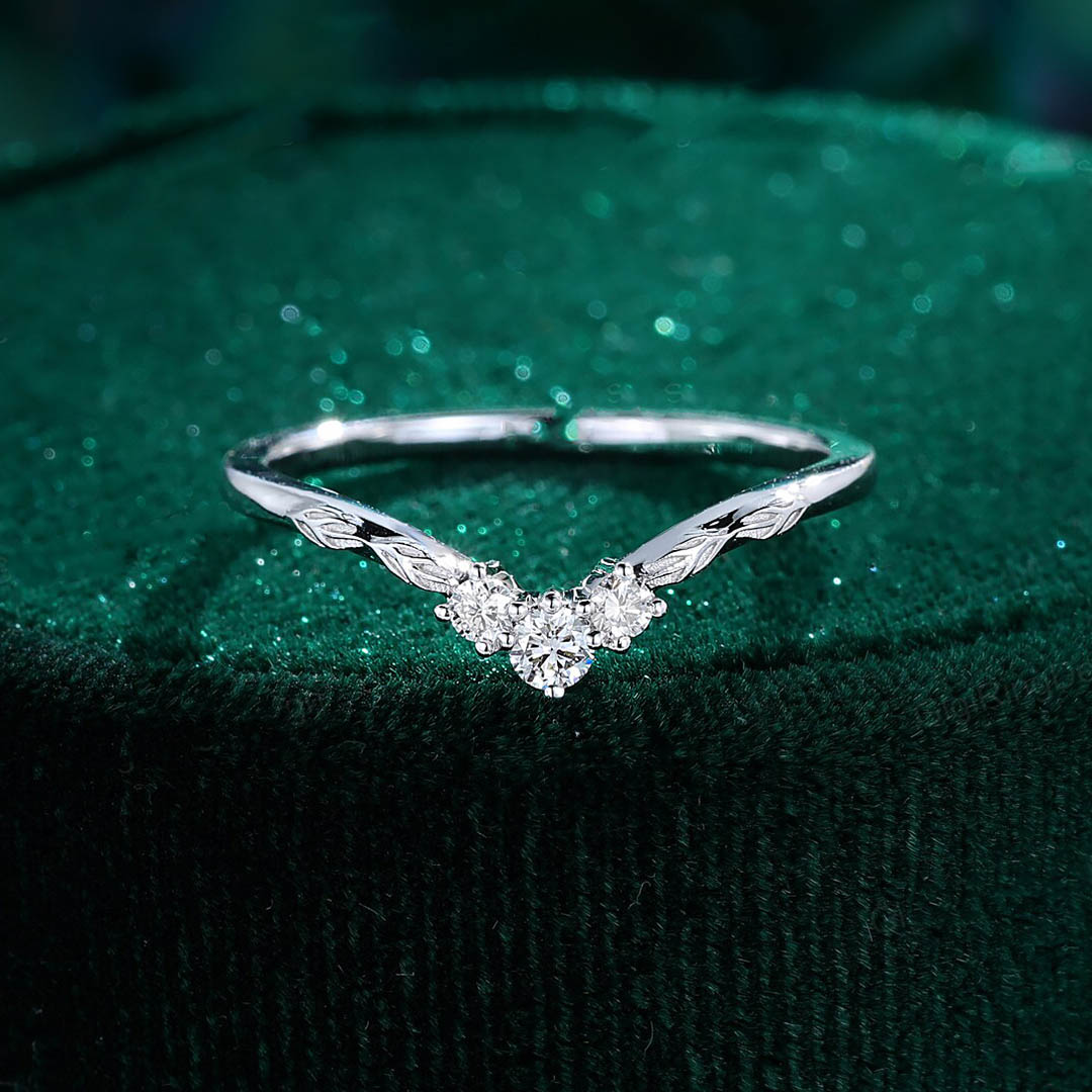 0.12CT Round Cut Moissanite Engagement Ring In Sterling Silver