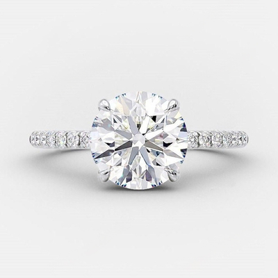 2CT Round Cut Moissanite Engagement Ring In Sterling Silver