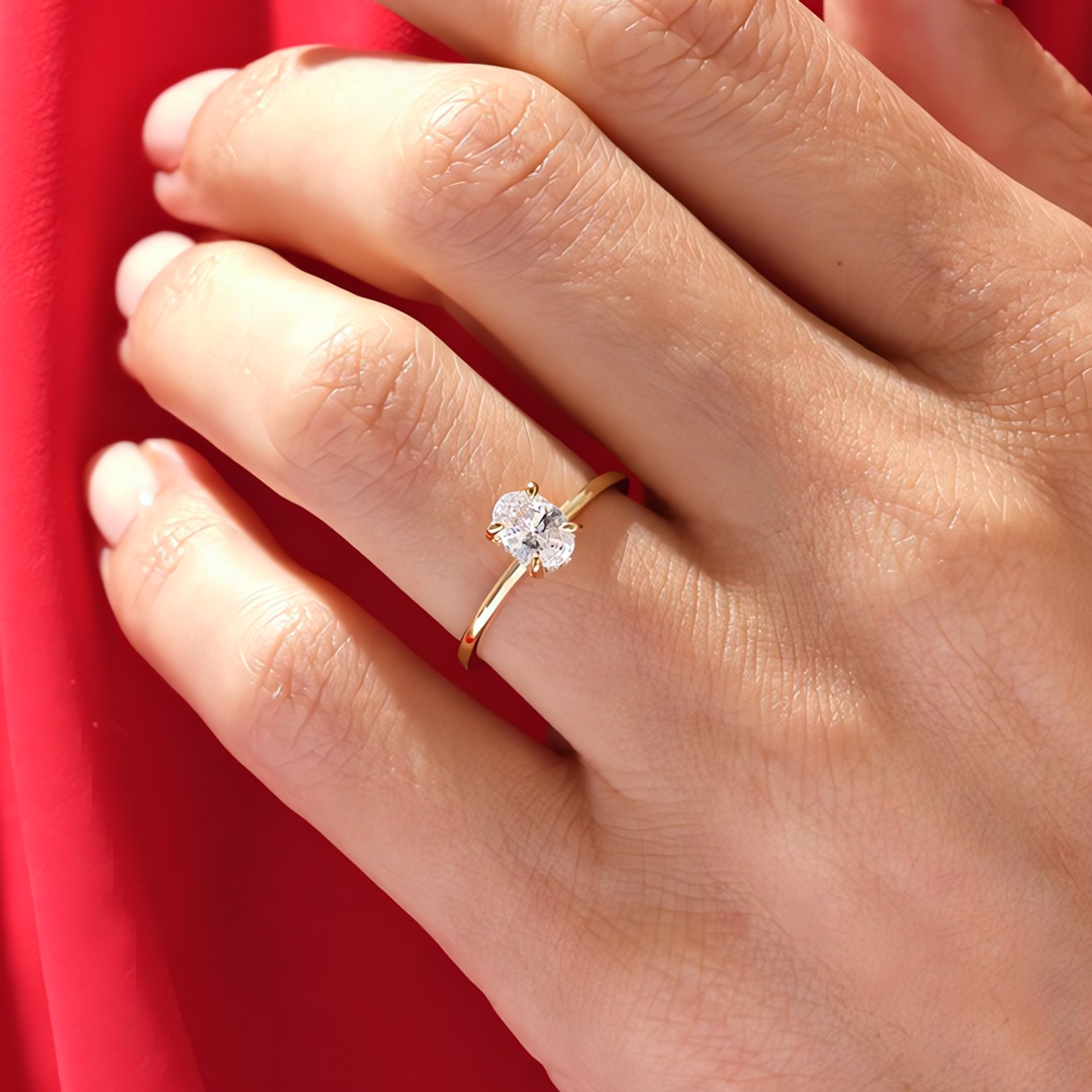 2CT Oval & Round Cut Moissanite Engagement Ring In Sterling Silver
