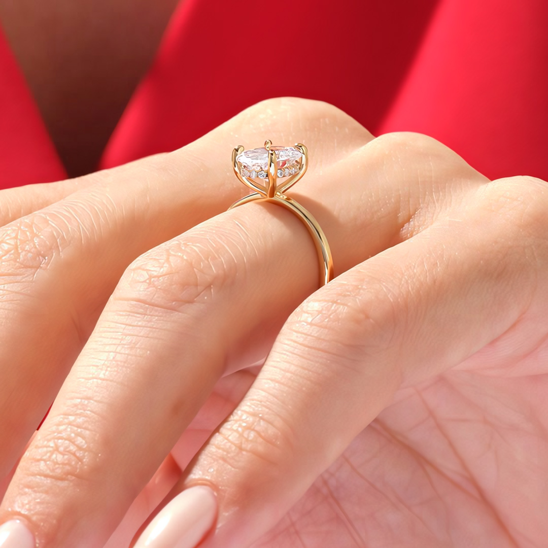 2CT Oval & Round Cut Moissanite Engagement Ring In Sterling Silver
