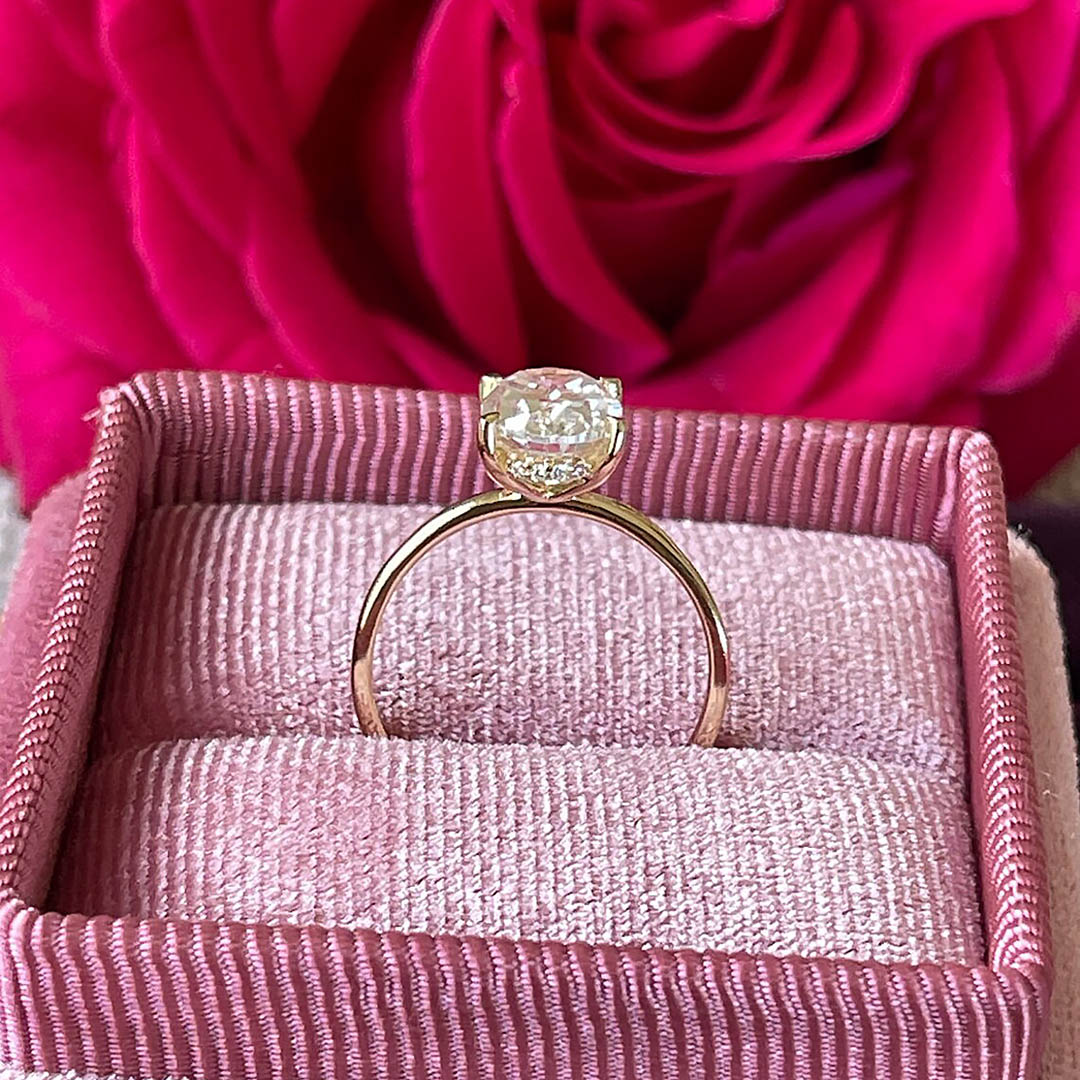 2CT Oval & Round Cut Moissanite Engagement Ring In Sterling Silver