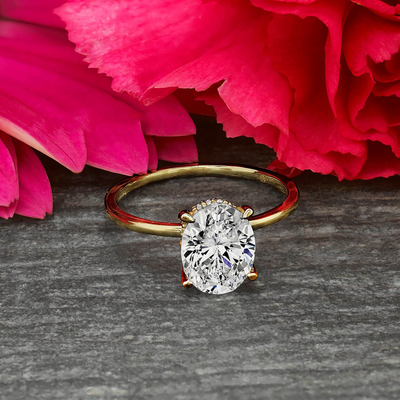 2CT Oval & Round Cut Moissanite Engagement Ring In Sterling Silver