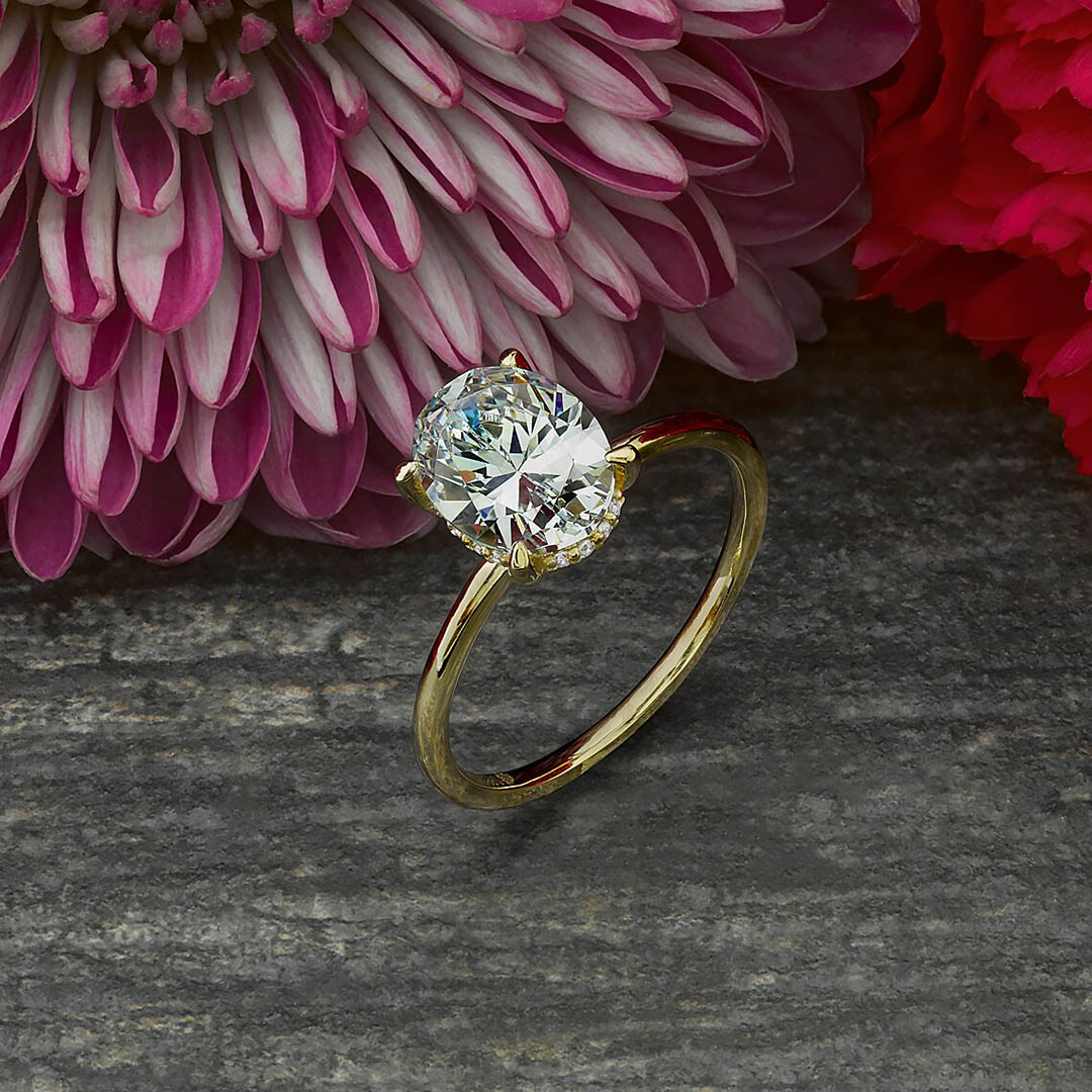 2CT Oval & Round Cut Moissanite Engagement Ring In Sterling Silver