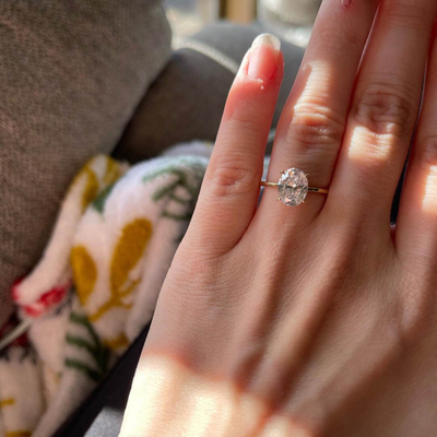 2CT Oval & Round Cut Moissanite Engagement Ring In Sterling Silver