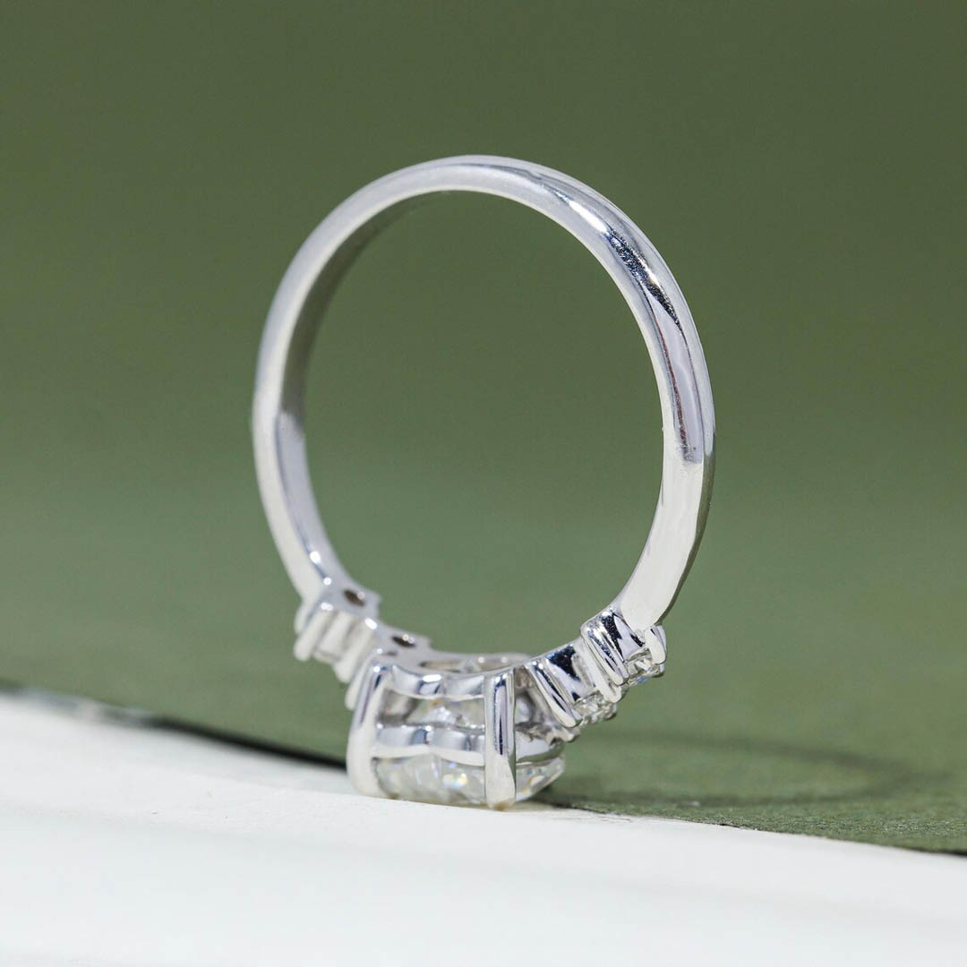 2CT Heart & Round Cut Moissanite Engagement Ring In Sterling Silver