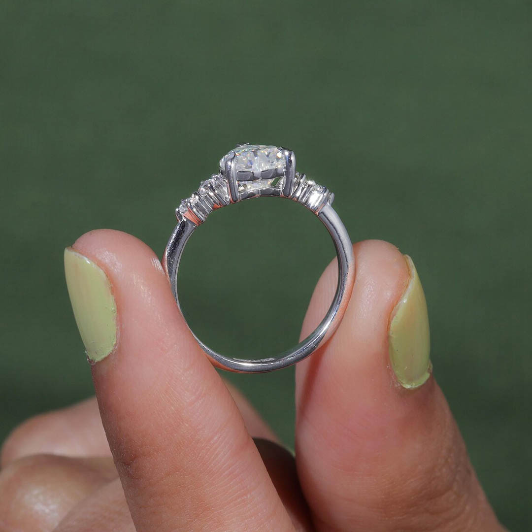 2CT Heart & Round Cut Moissanite Engagement Ring In Sterling Silver
