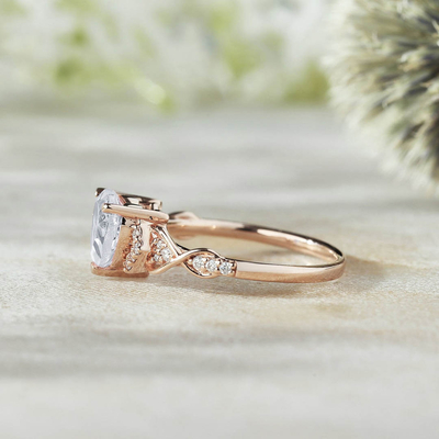 2CT Heart & Round Cut Moissanite Engagement Ring In Sterling Silver