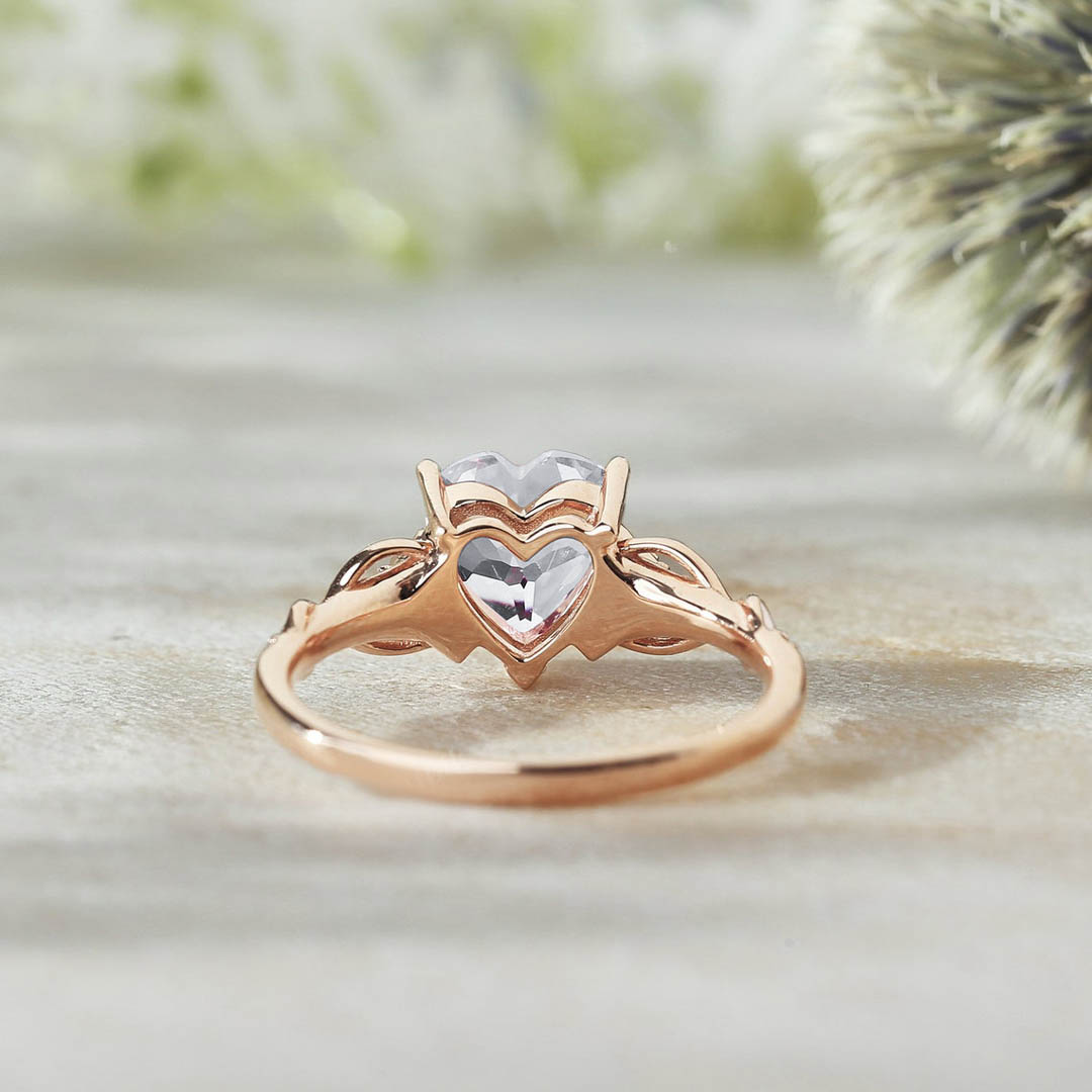 2CT Heart & Round Cut Moissanite Engagement Ring In Sterling Silver