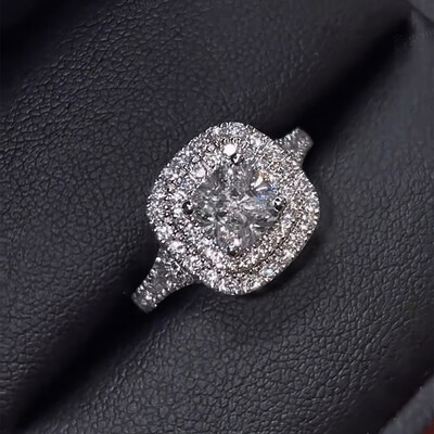 2CT Princess & Round Cut Moissanite Engagement Ring In Sterling Silver